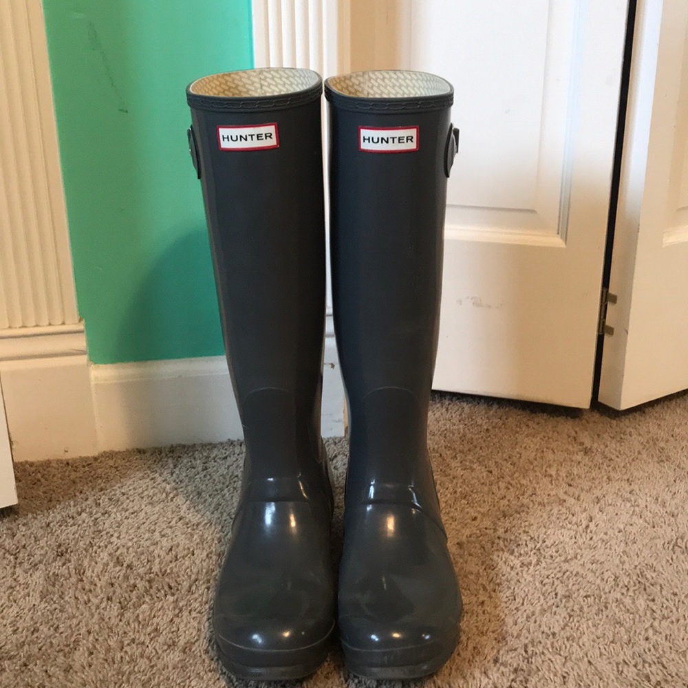 Hunter Rain Boots Size 10. Glossy / Gray